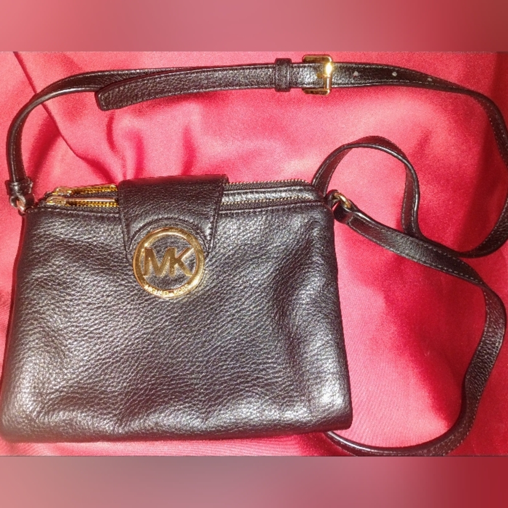 Michael Kors Black Pebbled Leather Crossbody Mini Bag